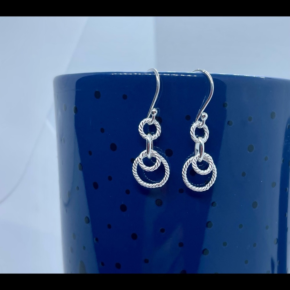 Sterling Silver Dangling Circular Rope Earrings
